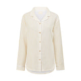 Cotton Gauze Long Sleeve Button Up - Yellow Stripe