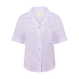 Cotton Gauze Button Up - Lilac Stripe