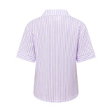 Cotton Gauze Button Up - Lilac Stripe