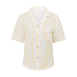 Cotton Gauze Button Up - Yellow Stripe