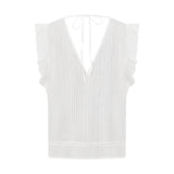 Primavera Sheer Cotton Jacquard Frill Top