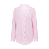 Cotton Gauze Long Sleeve Button Up - Pink Stripe