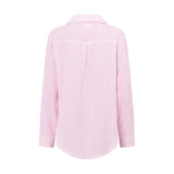 Cotton Gauze Long Sleeve Button Up - Pink Stripe