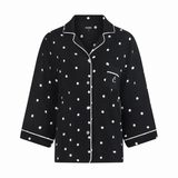 Ease 7/8 Long Sleeve Top - Ink with Milk Polkadots
