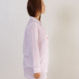 Cotton Gauze Night Shirt - Red Stripe