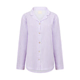 Cotton Gauze Long Sleeve Button Up - Lilac Stripe
