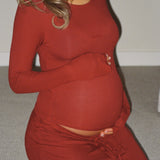 Em/Chille Everyday Ribbed Long Sleeve Top - Wine
