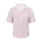 Cotton Gauze Button Up - Red Stripe