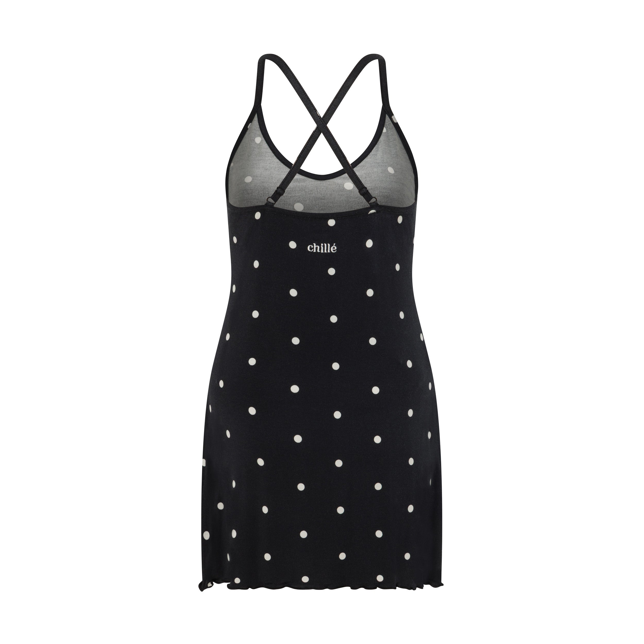 Longline Tunic top - Ink with Milk Polkadots