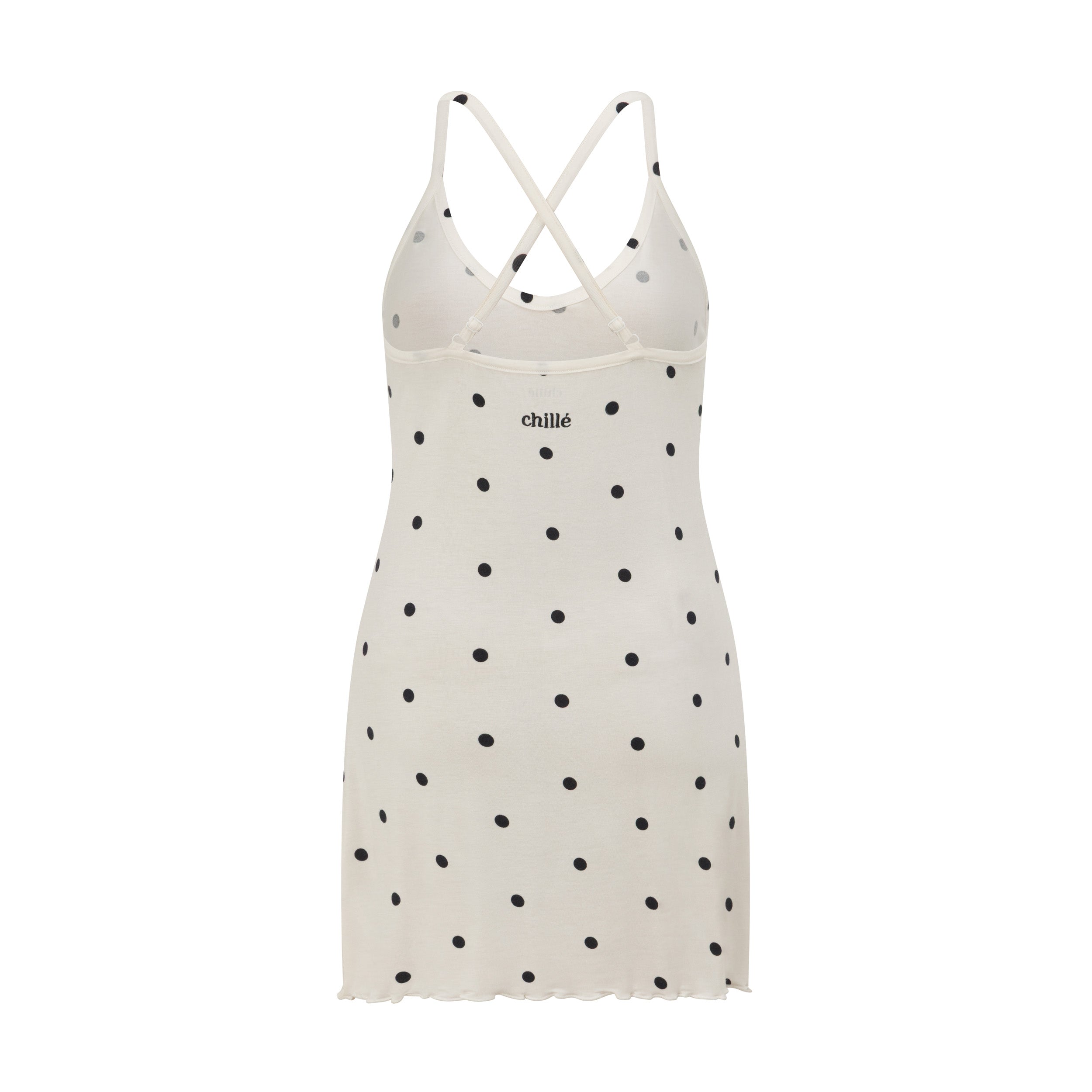 Longline Tunic - Milk with Ink Polkadots