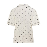 Ease Short Sleeve Top - Milk with Ink Polkadots