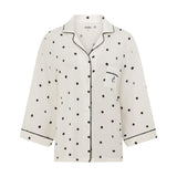 Ease 7/8 Long Sleeve Top - Milk with Ink Polkadots