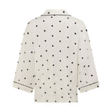 Ease 7/8 Long Sleeve Top - Milk with Ink Polkadots