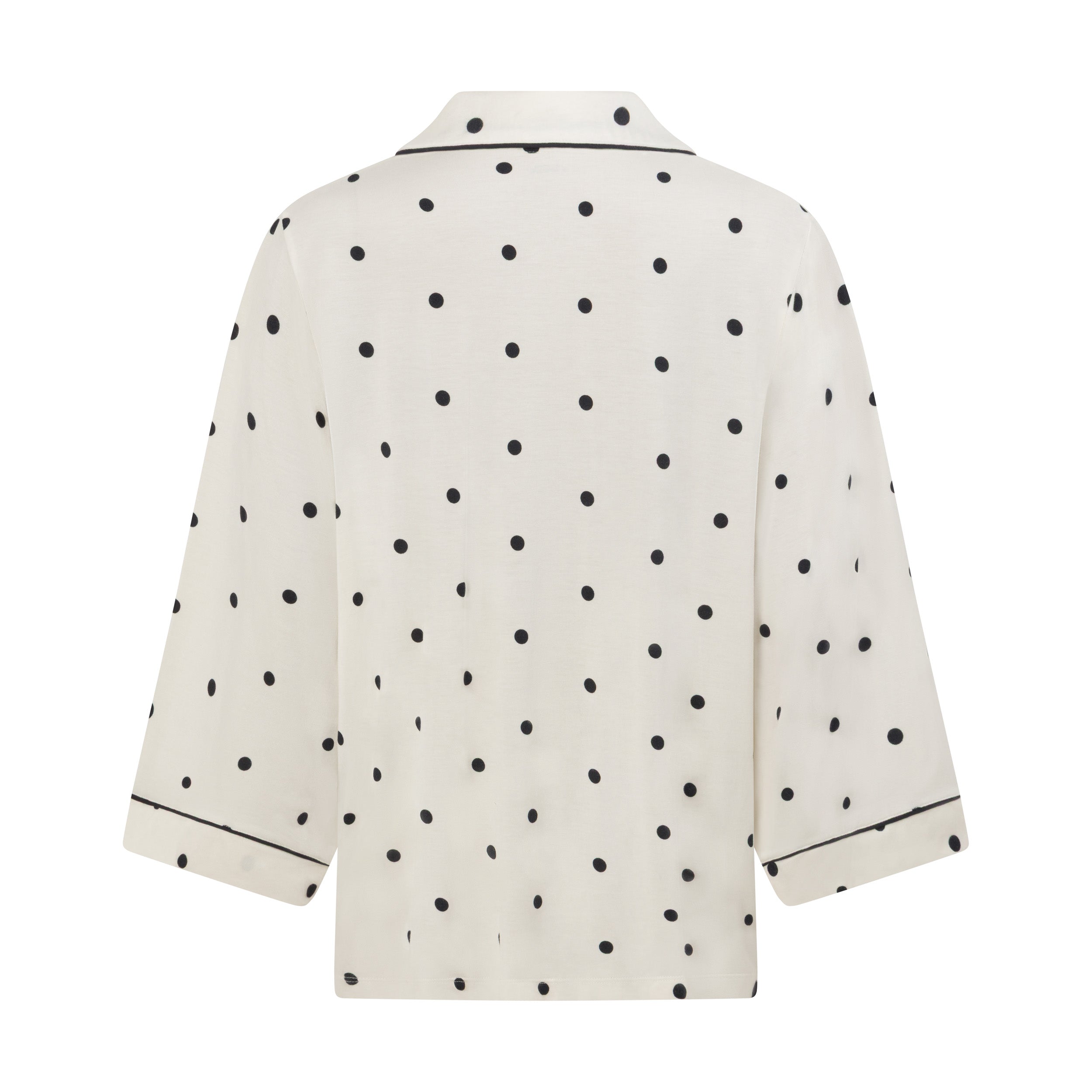 Ease 7/8 Long Sleeve Top - Milk with Ink Polkadots