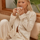 Cotton Gauze Long Sleeve Button Up - Yellow Stripe