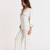 Ease Low Rise Pants - Milk with Ink Polkadots