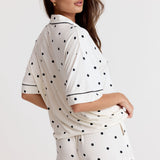 Lazy Shorts - Milk with Ink Polkadots