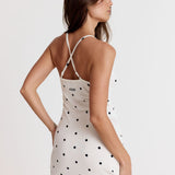 Longline Tunic - Milk with Ink Polkadots