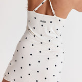 Longline Tunic - Milk with Ink Polkadots